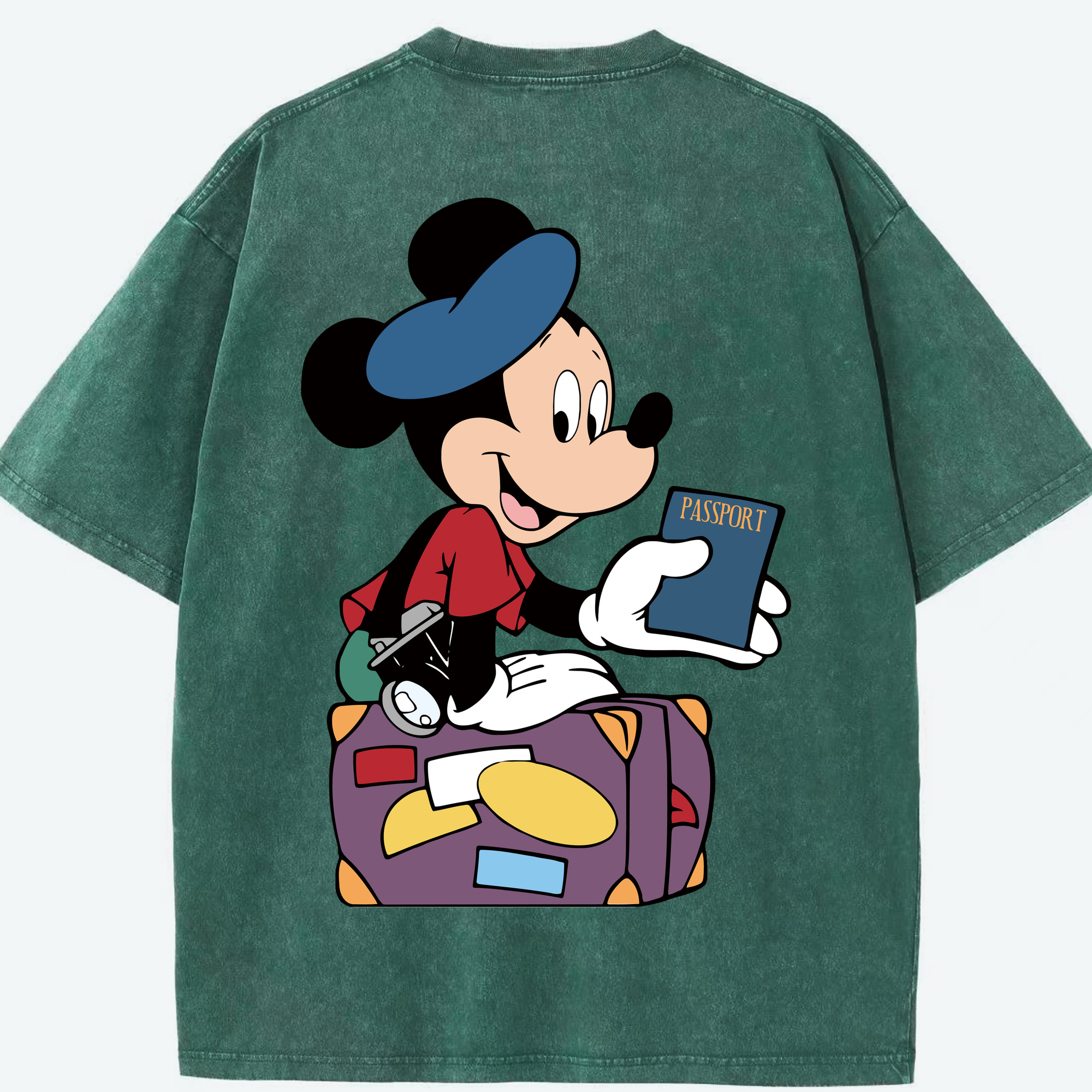 （画像用） ミッキーマウス Mickey Mouse 綿100% ヴィンテージ風 半袖Tシャツ（背面プリント）